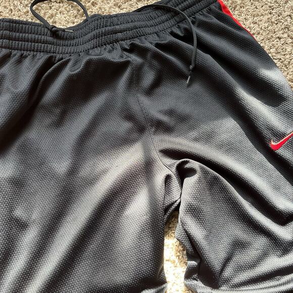 Nike Track Pants Mens Lathe Black Epic Knit Training Red Stripe Baggy Y2k - Picture 3 of 16